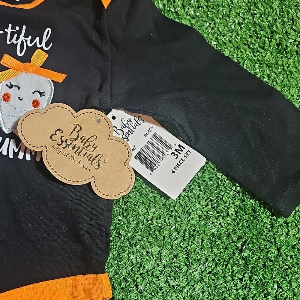 Baby Essentials Black and Orange Bodysuit
